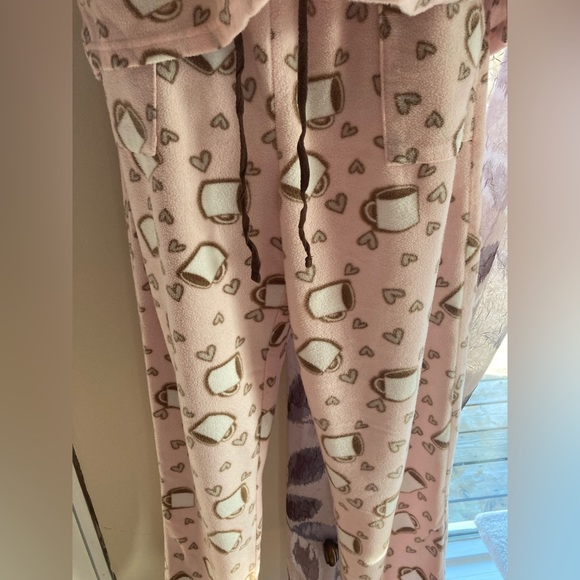 Pink & Brown Button-Up Fleece Pajama Set - Picture 10 of 13